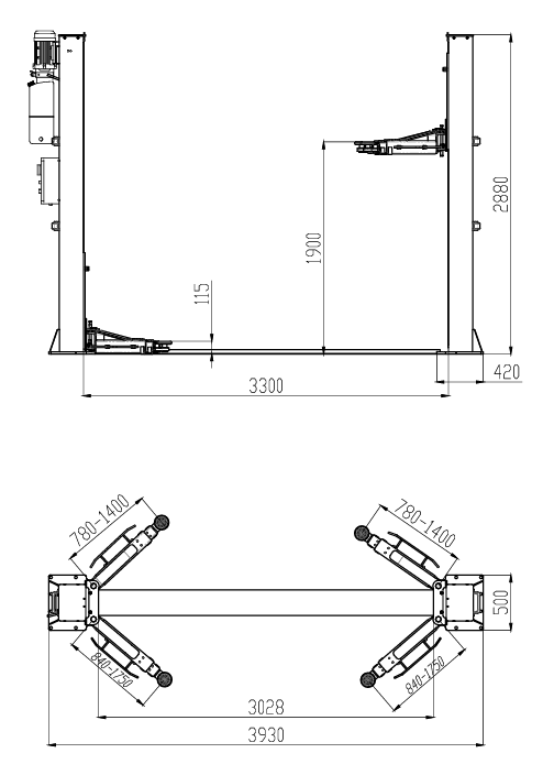 5 Ton Capacity Floor-plate 2-Post Lift, Automatic Lock Release supplier