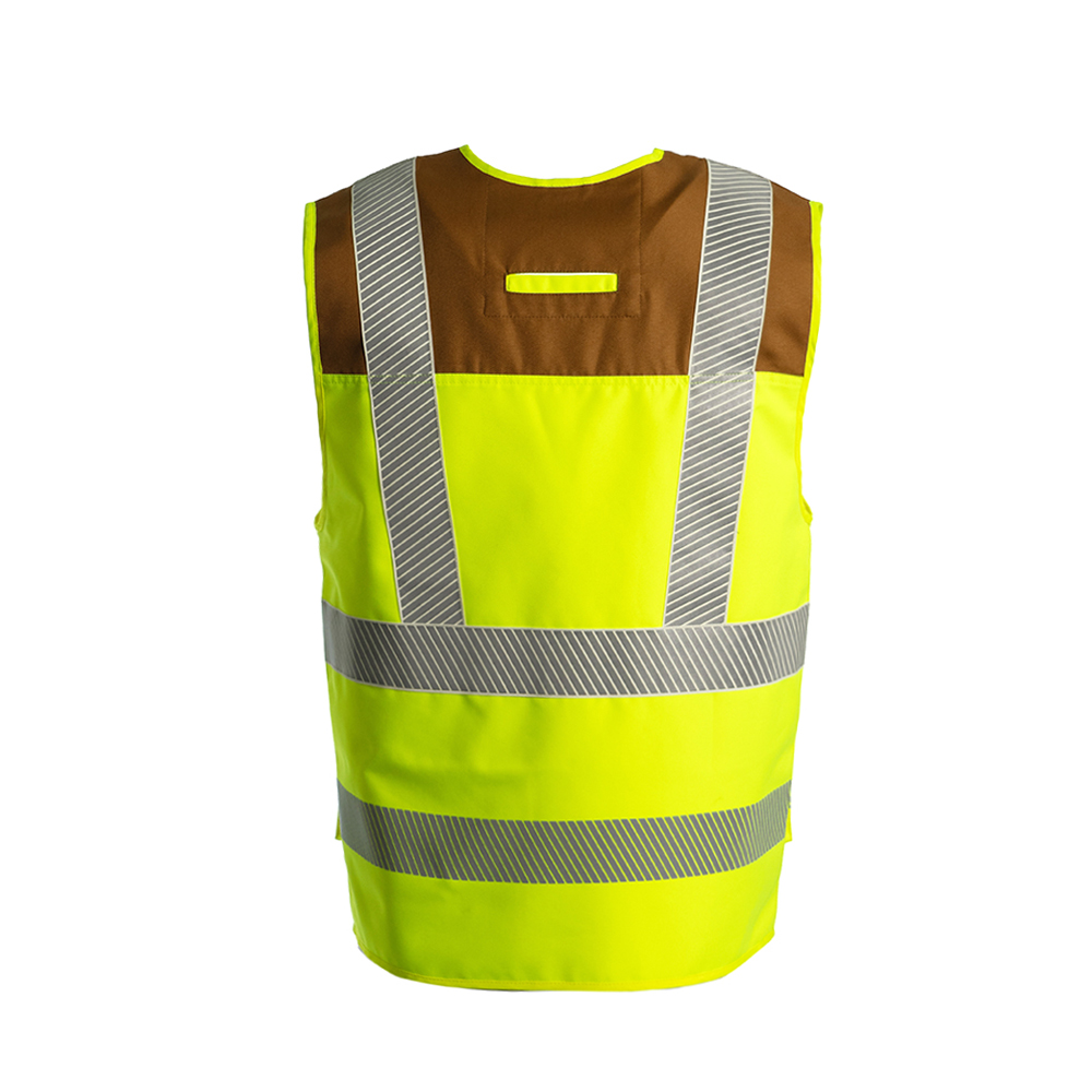 Colete de Segurança Masculino de Alta Visibilidade com Design Utilitário e Múltiplos Bolsos da Série JIADE WorkPro