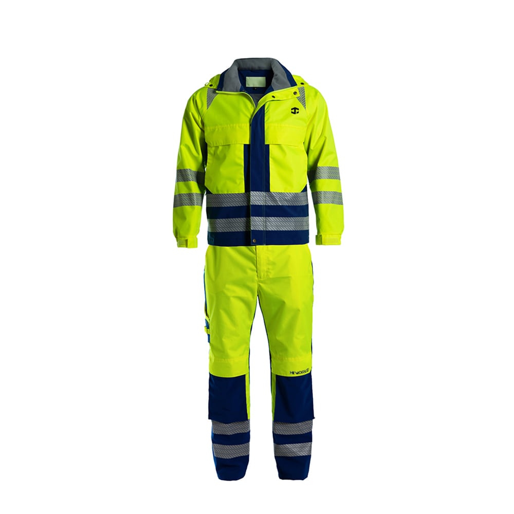 Jaqueta impermeável clássica de contraste de alta visibilidade masculina da série WorkPro JIADE