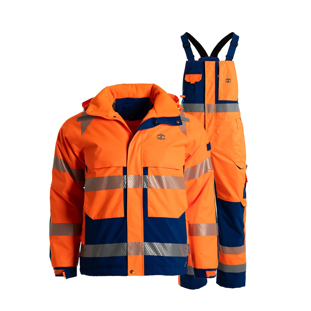 JIADE WorkPro-Serie Herren-Grafen-Warmanzug in fluoreszierendem Orange, Sicherheitsbekleidungsset mit hoher Reflexion
