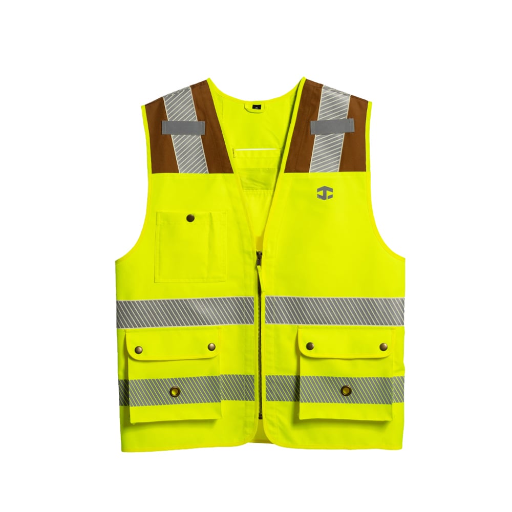Colete de Segurança Masculino de Alta Visibilidade com Design Utilitário e Múltiplos Bolsos da Série JIADE WorkPro