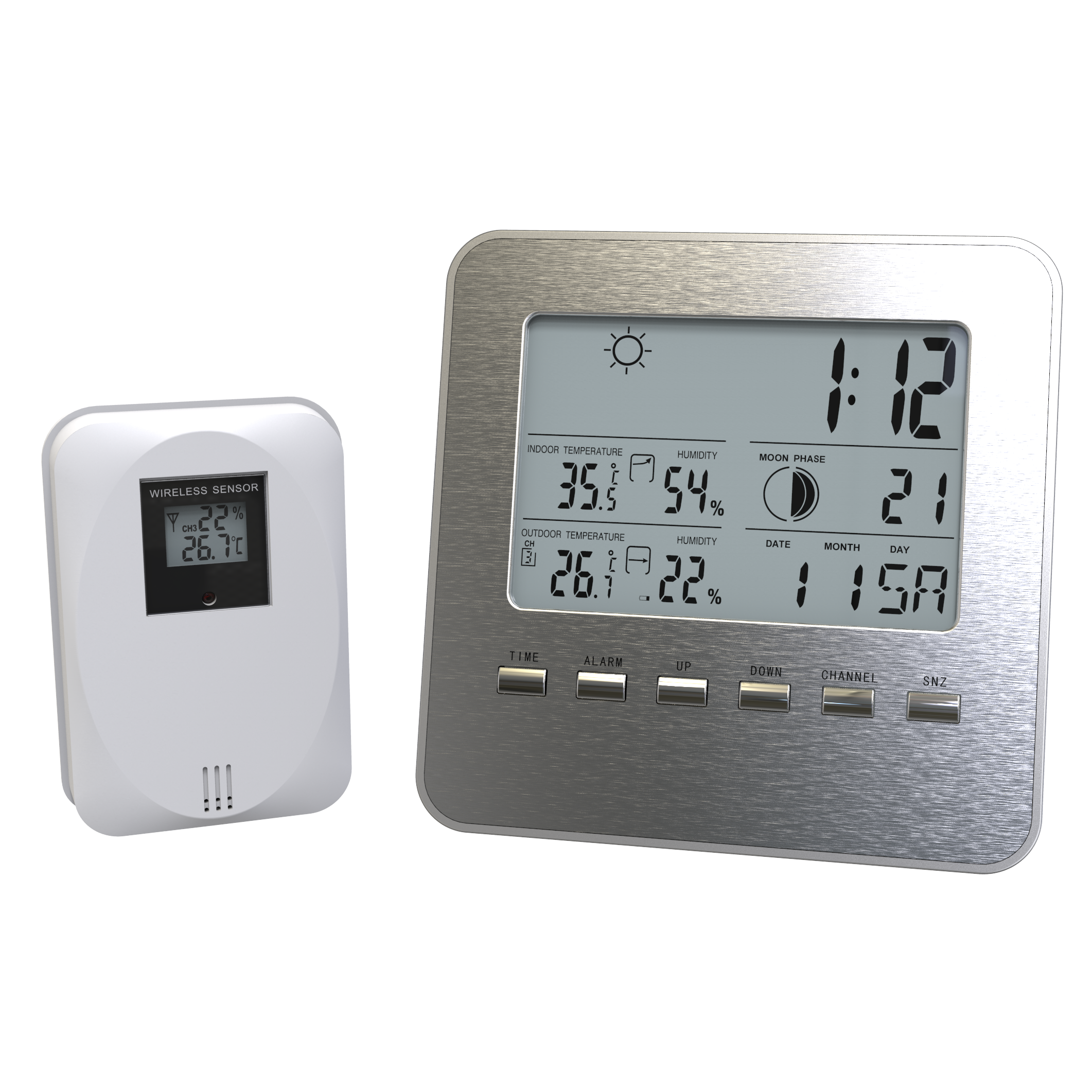 Weather Forecast Station with In/Outdoor Temperature & Humidity 