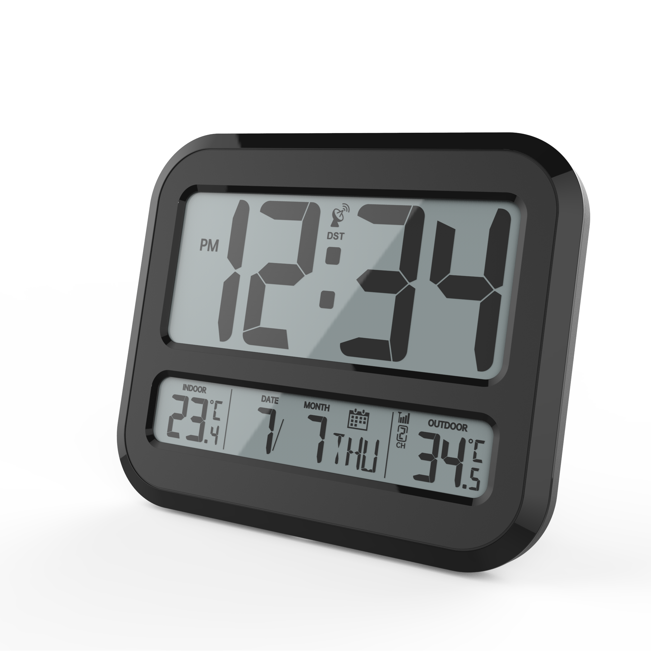 Orologio LED in ABS con calcolatrice e termometro, orologi analogico-digitale per calendari con temperatura interna/esterna, orologio RC