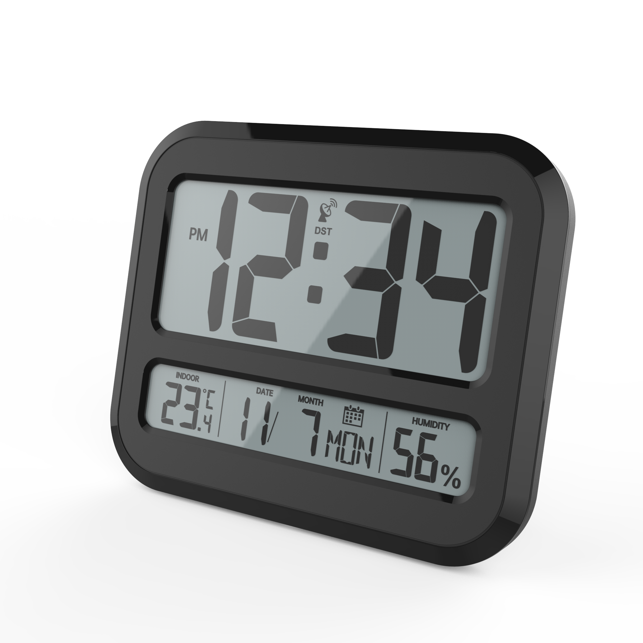 Orologio da parete digitale atomico gigante, orologio radiocontrollato con rilevazione della temperatura e dell’umidità interna