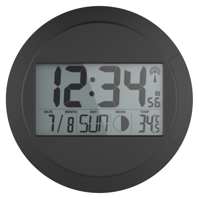 Ceas de perete multifuncțional cu pendul antic, ceas digital cu LED, modern, pentru interior, rotund, cu afișare a fazelor lunare și calendar, ceas de perete DCF, din plastic