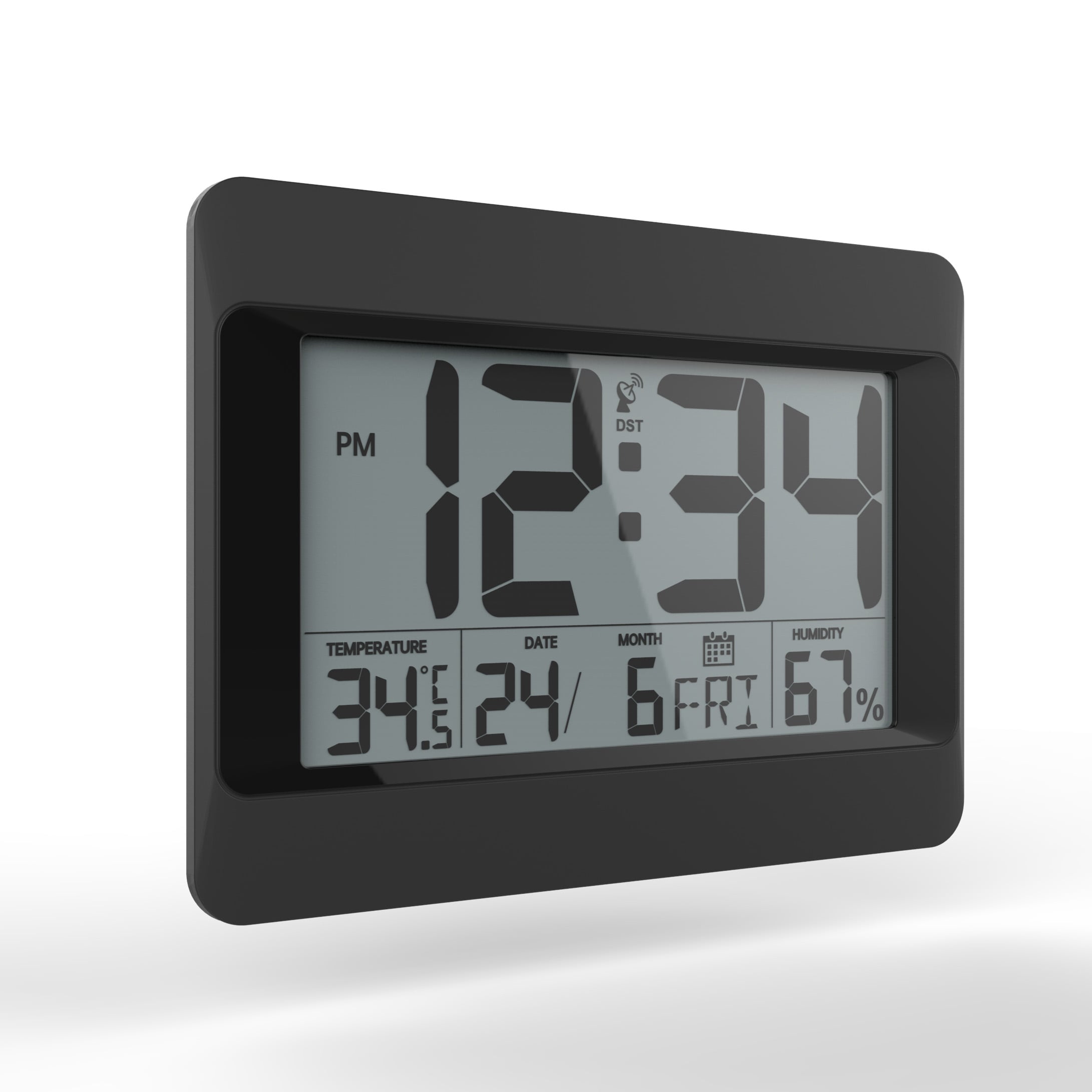Ceas alarmă LCD, ceas digital de perete, ceas simplu de birou cu afișaj de temperatură și calendar, pentru casă și birou