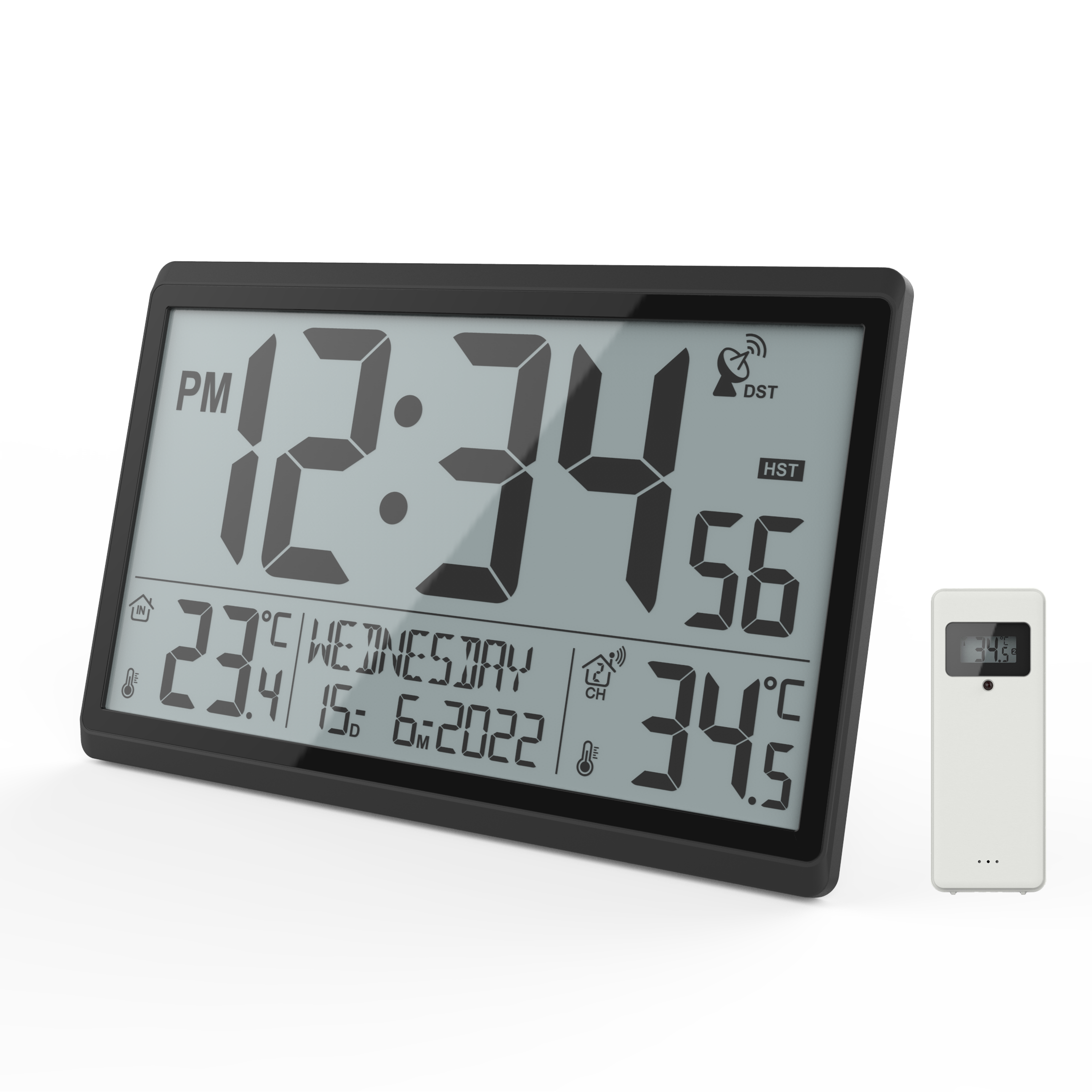 7 languages Weekday RCC Atomic Jumbo LCD Digital Clock Wall Clock