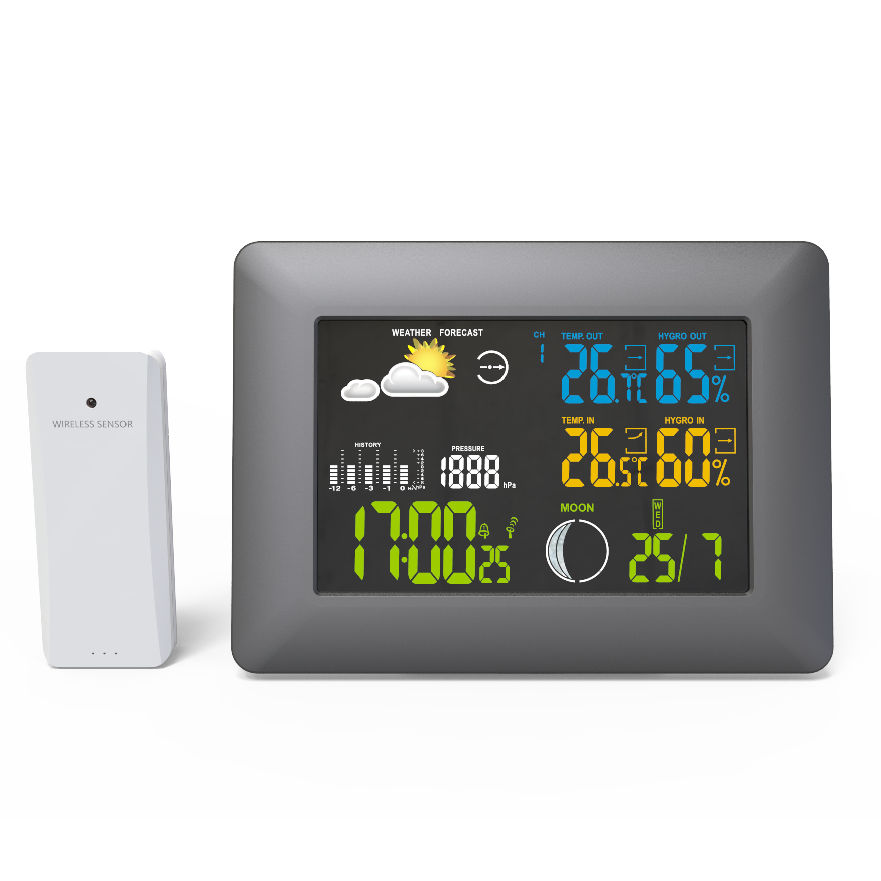Stație meteorologică casnică cu funcție de barometru, afișaj cu consum redus de energie, stație digitală de prognoză meteorologică