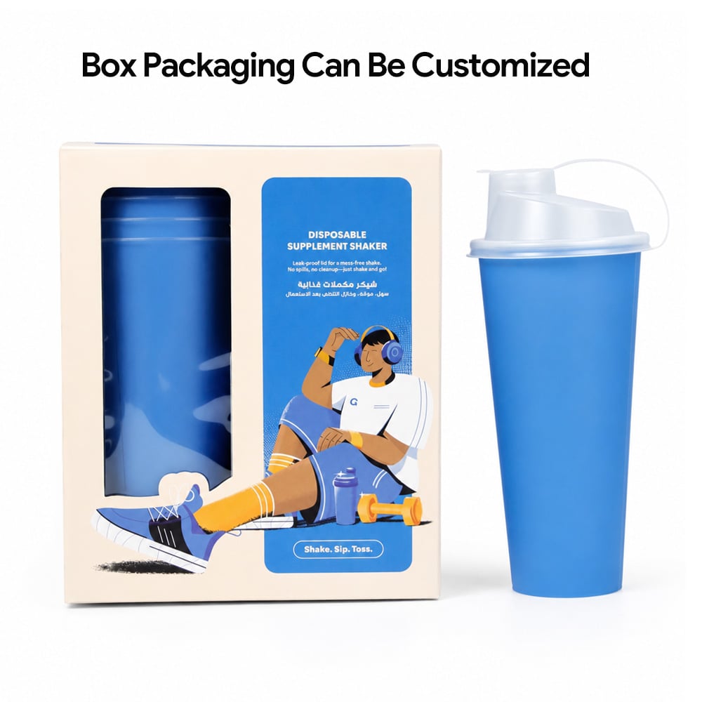 Custom 24oz Disposable PP Plastic Supplement Shaker Cup Set With Filter Lid Leakproof Gym Protein Shake Bottle Wholesale