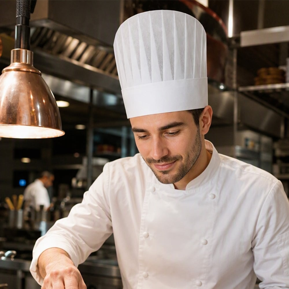 Disposable White Non-Woven Chef Hat Breathable Adjustable Catering Cook Cap For Restaurant Hotel Kitchen Bulk Wholesale