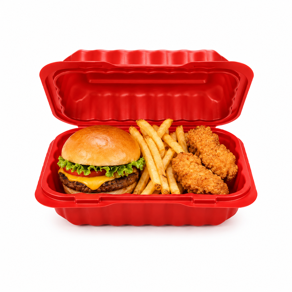 9in Red PP Clamshell Meal Box.png