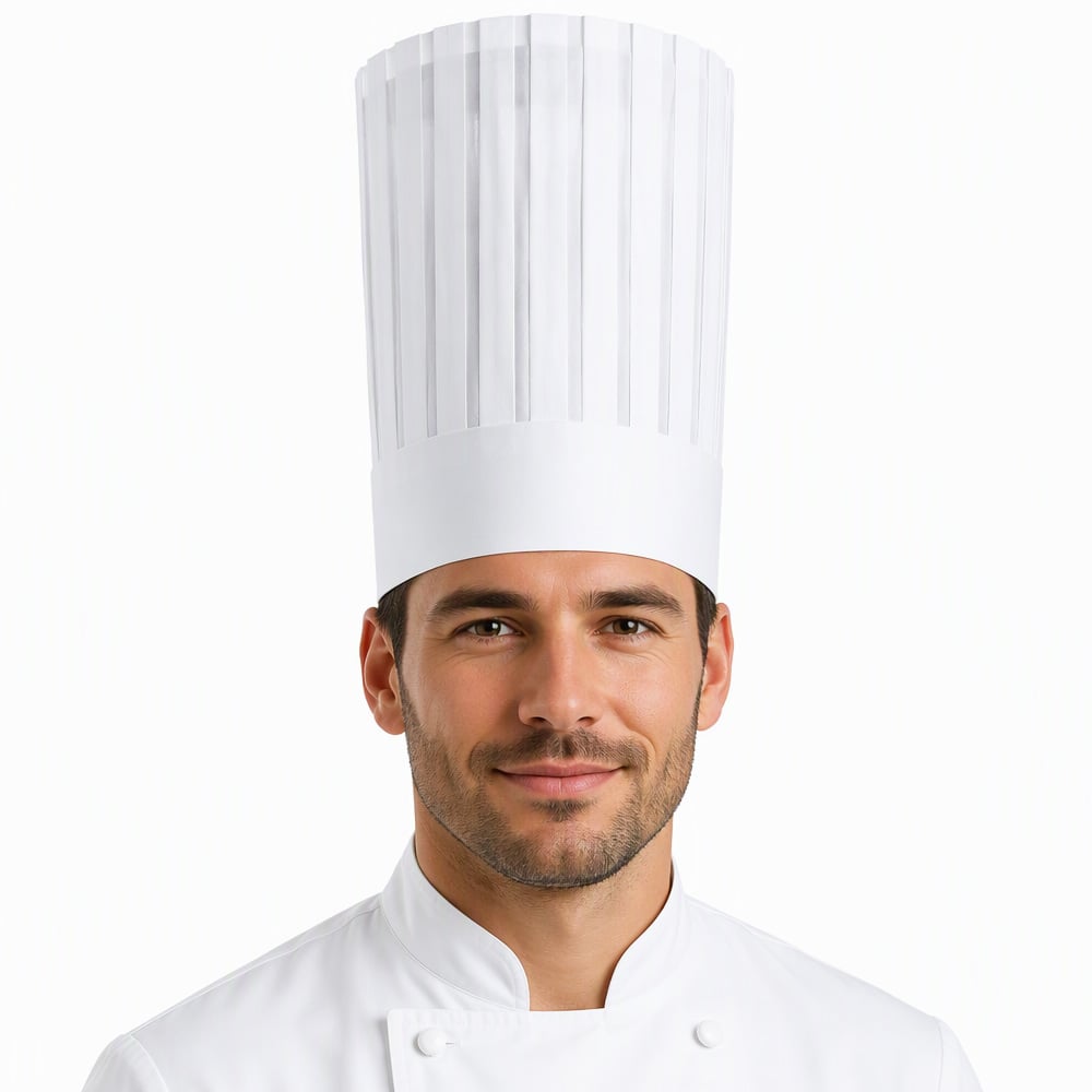 Custom Extra Tall Chef Hat Pleated Poly-Cotton Cap Breathable Kitchen Headwear for Restaurant Catering Uniform Wholesale