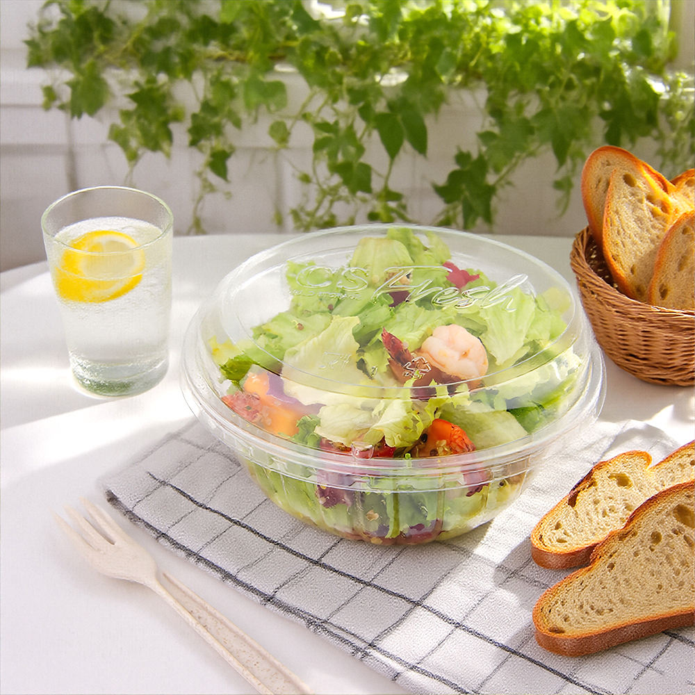 950ml disposable clear pet salad bowl with lid for takeaway food packaging-3