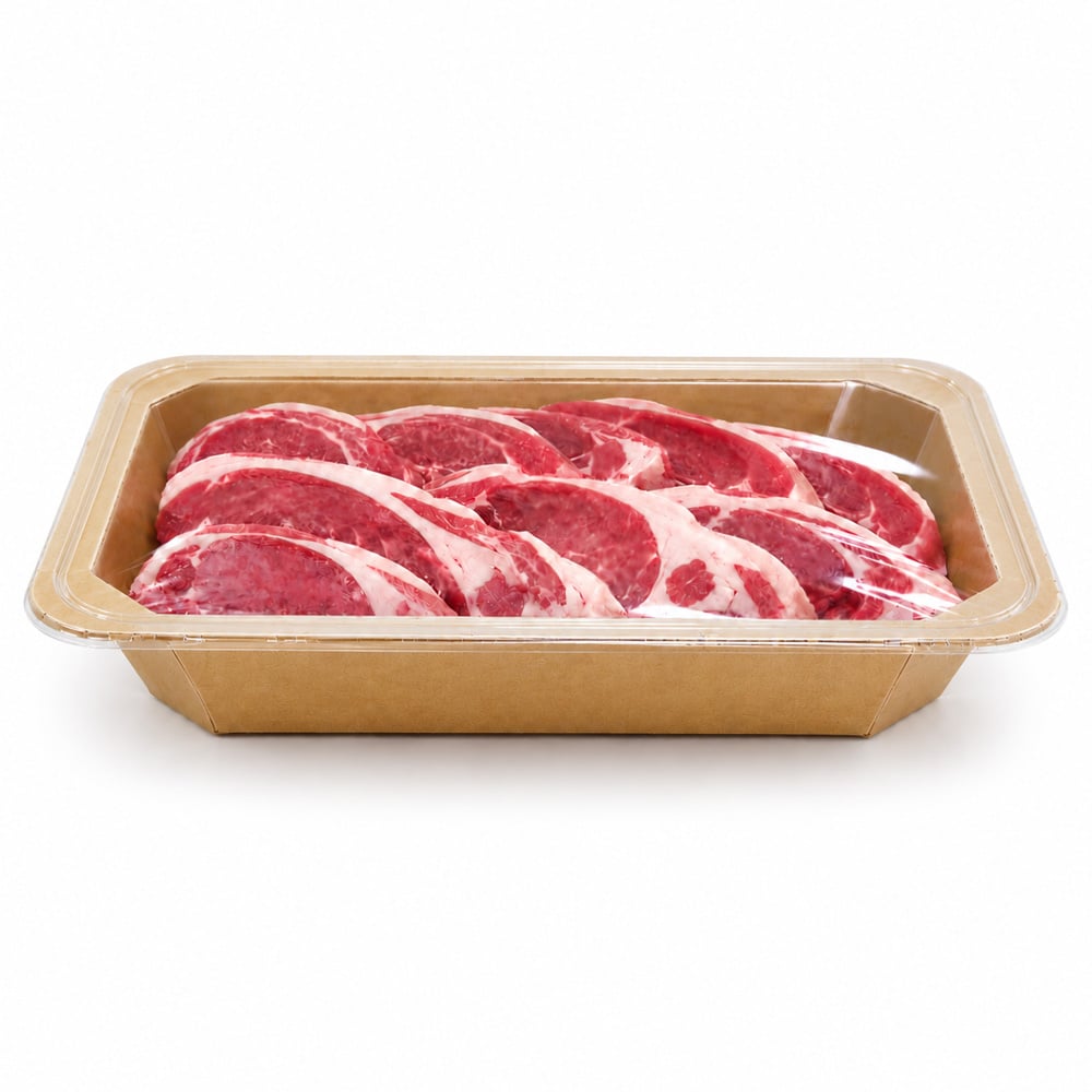 EVOH Kraft Paper Meat Tray High Barrier Heat Seal Vacuum Skin Packaging Fresh Beef Container Wholesale OEM