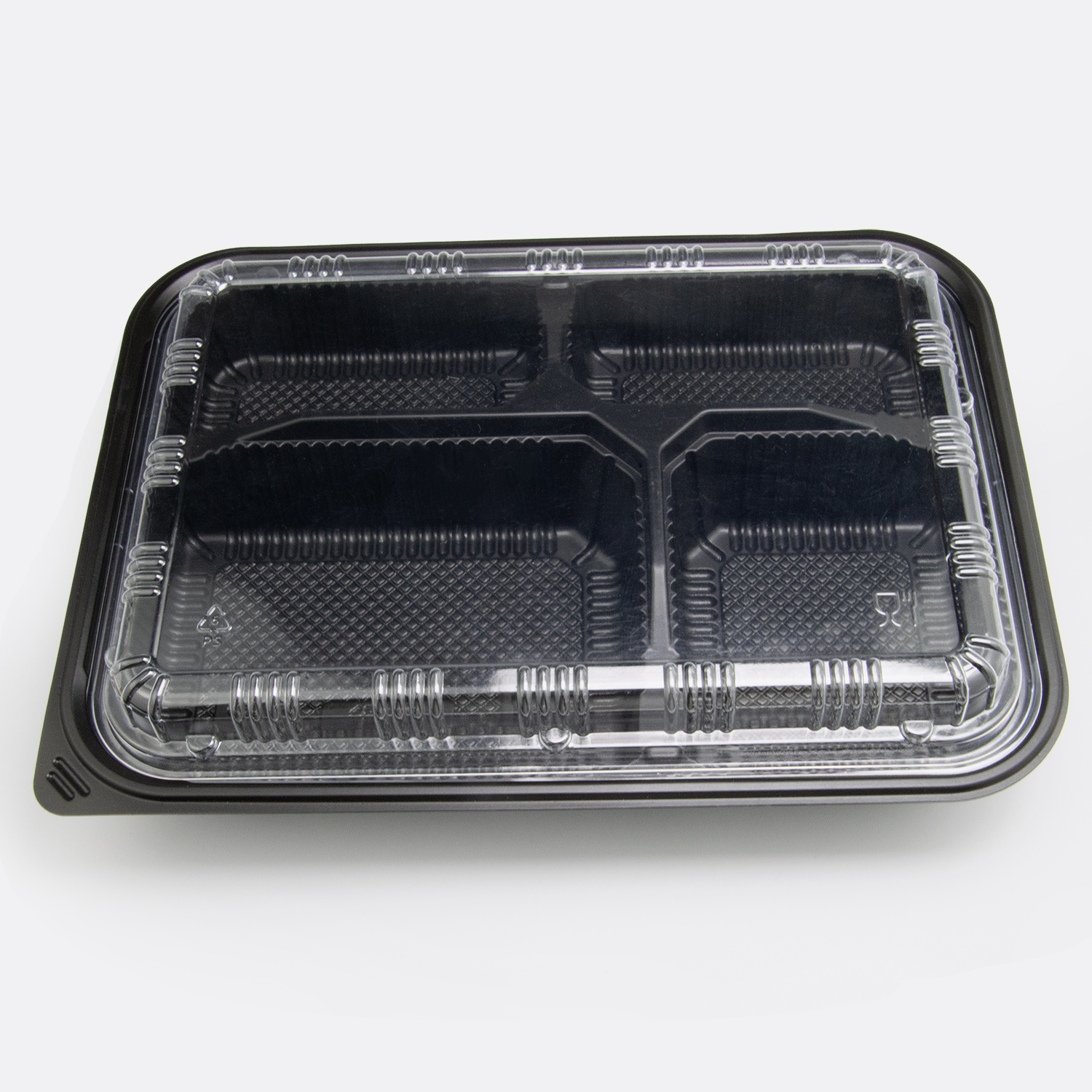 Factory-customized 4-compartment PP food containers with clear PET lids