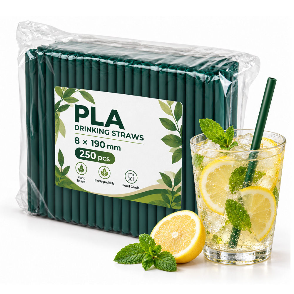 OEM PLA Drinking Straws Biodegradable Compostable Plant Based Sharp Angled Tip For Cold Drinks Juice Boba Wholesale Bulk