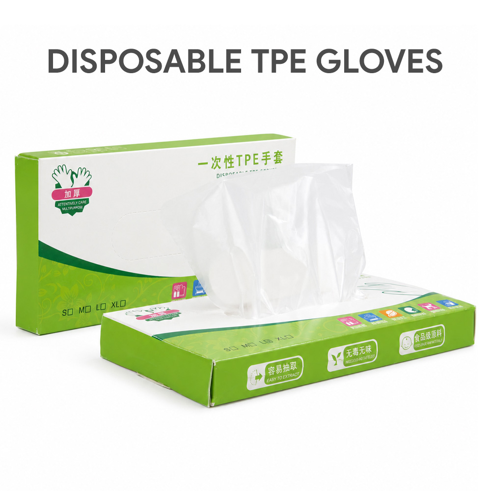 Food Grade Disposable TPE Gloves Thickened Clear Plastic Kitchen Cleaning Gloves for Food Handling and Dishwashing