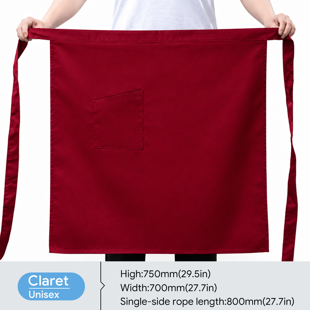 Unisex Red Polyester Cotton Water Proof Chef Half Body Bistro Apron Waist Waitress Server Apron