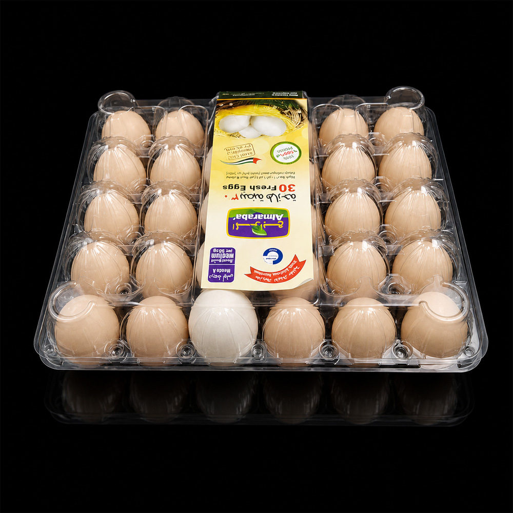 Custom 30 Cavity Clamshell Egg Carton Clear Food Grade PET Plastic Packaging Tray for Poultry Farm Supermarket Wholesale