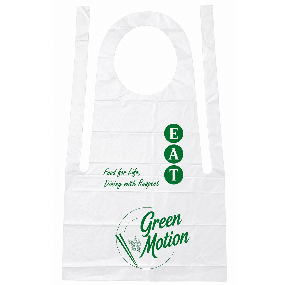 Custom Brand Disposable PE Apron Waterproof Oil Resistant Plastic Bibs For Restaurant Seafood Feast Bulk Wholesale OEM