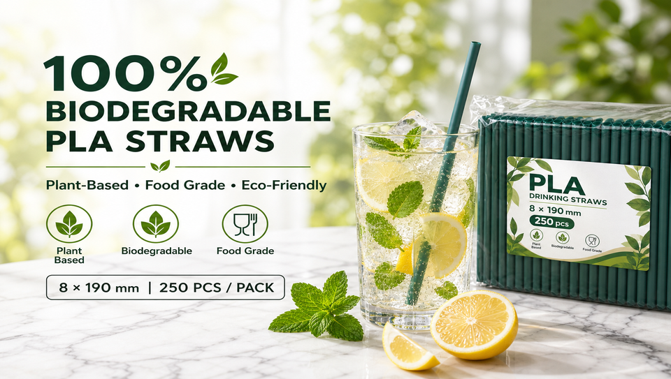 OEM PLA Drinking Straws Biodegradable Compostable Plant Based Sharp Angled Tip For Cold Drinks Juice Boba Wholesale Bulk