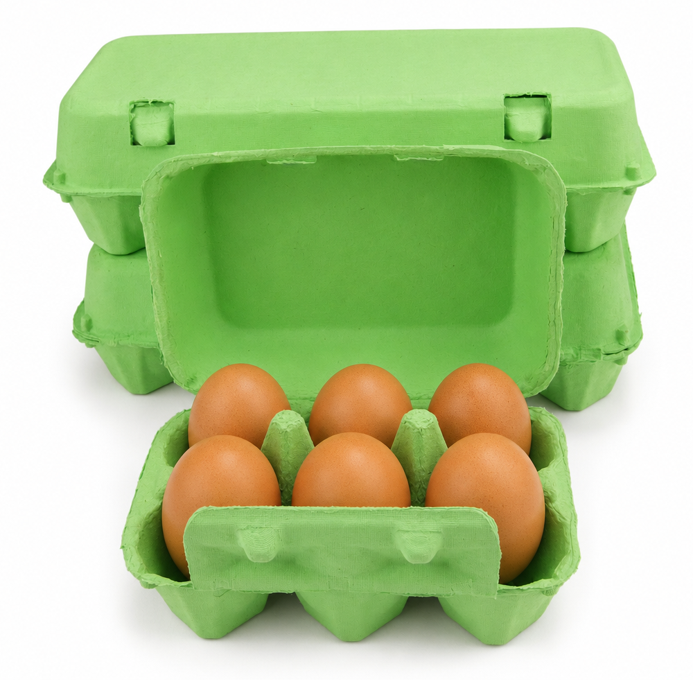 Custom Biodegradable 6 Egg Carton Clamshell Molded Paper Pulp Packaging Tray for Farm Fresh Egg Bulk Wholesale
