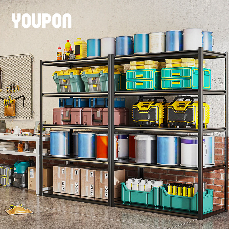 Heavy-Duty Simple Installation Rack Home Organizer Shelf Corrosion Protection Warehouse Supermarket Rivet Boltless Steel Shelves