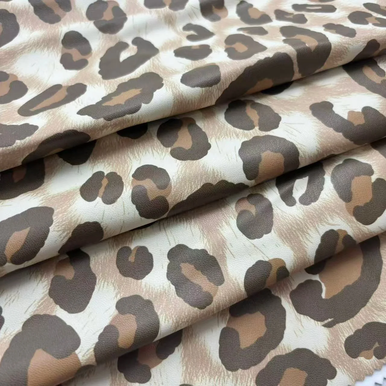Leopard Pattern 4 Way Stretchy Leather Fabric for Pants Dress PU Leather Custom Any  Print 240gsm PU Leather Fabric