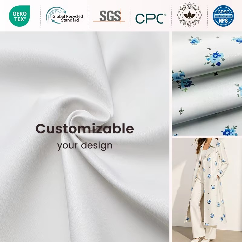 PFAS FREE Custom Print PU Leather Jacket Fabric Soft Comfortable Knitted Backing Garment leather Fabric
