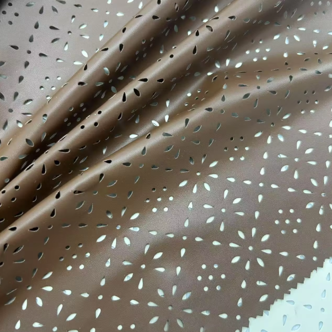 Custom Faux Leather Pouched Leather PU Leather Fabric Knitted Backing Stretchable Leather Customizable for Garments Jackets supplier