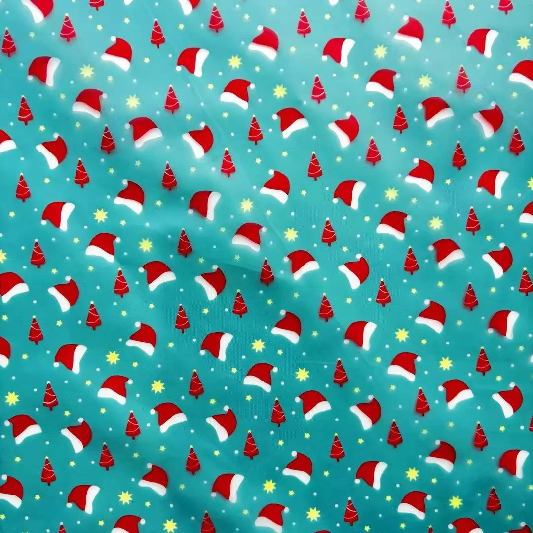 Kids Custom Print Waterproof TPU Fabric Raincoat Christmas Festive Oeko-Tex 100 0.2mm Flexible PU Leather Fabric