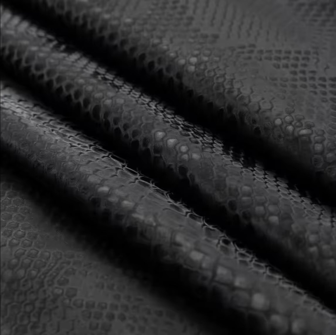 Snake Print 4-Way Stretch PU Leather Fabric 230GSM Knitted Backing Elastic Synthetic Material for Leggings Activewear