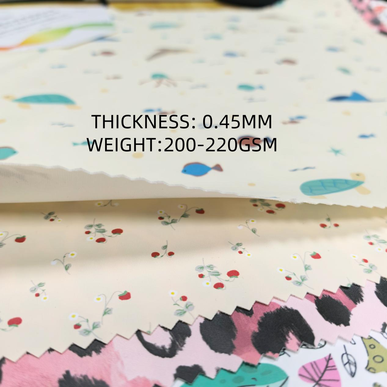 PFAS FREE Custom Print OEKO TEX 100 Waterproof PU Leather for Raincoat Fabric Custom Print Leather Fabric for Children Jacket