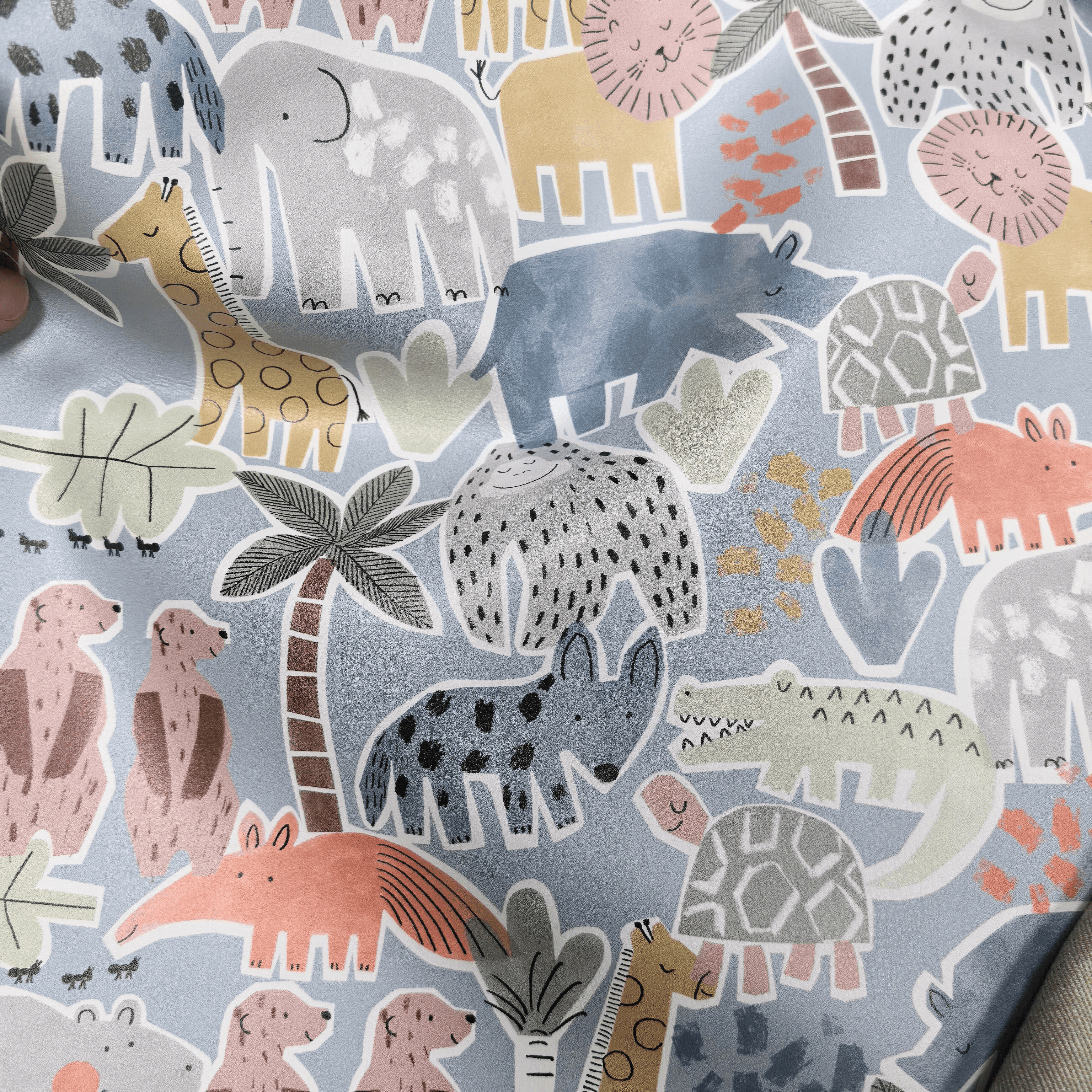 Ladies Cat Print Waterproof PU Leather Fabric Custom Made Rainproof Soft Athletic Soft Comfortable PU Leather Fabric