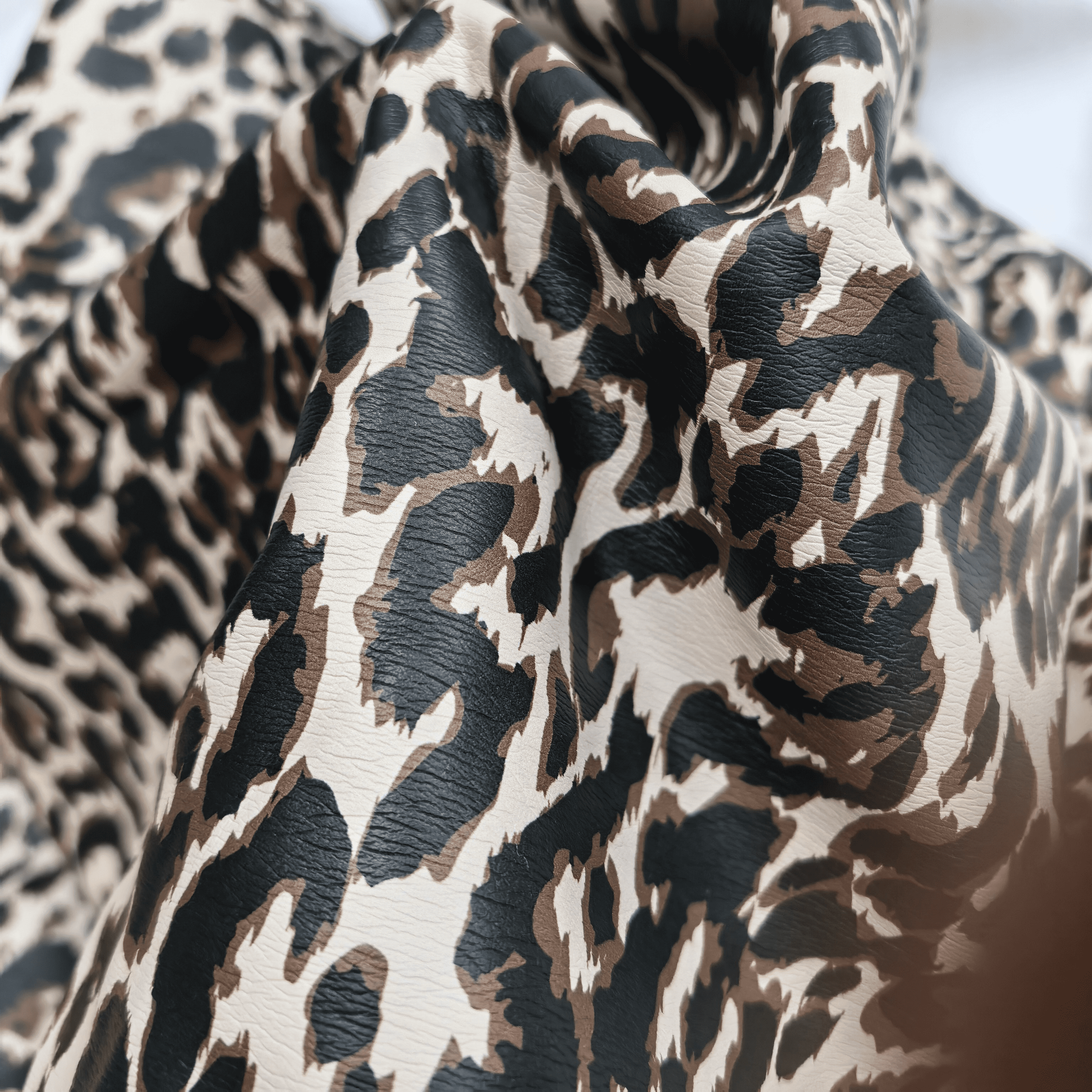 Ladies Leopard Vegan Leather Trench Coat Fabric Custom Any Print Windproof Soft Comfortable PU Jacket Leather Fabric