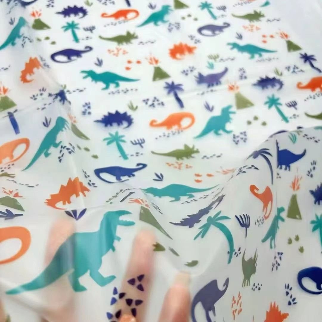 PFAS FREE Dinosaur Print TPU Waterproof Synthetic Leather Children's Raincoat and Raincoat Customized Printed Raincoat Fabric