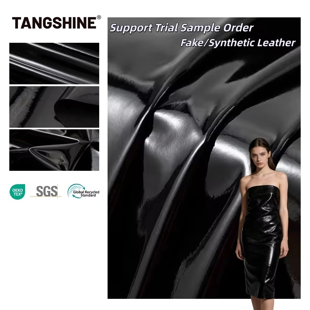 4 Way Stretch Elastic PU Leather Fabric Knitted Finished for Jackets Coats Dresses Skirts Gloves-Wholesale Garment Fabric