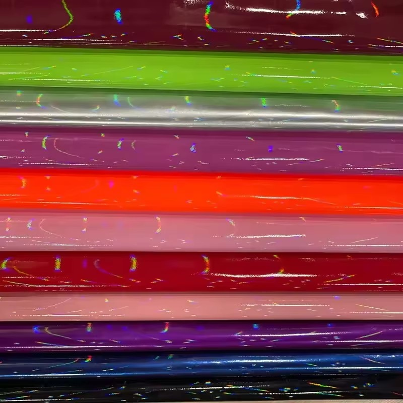 PFAS FREE Shiny Pu Fabric Leather Pattern Artificial Leather Factory Made 4 Way Stretch Leather Garment Fabric