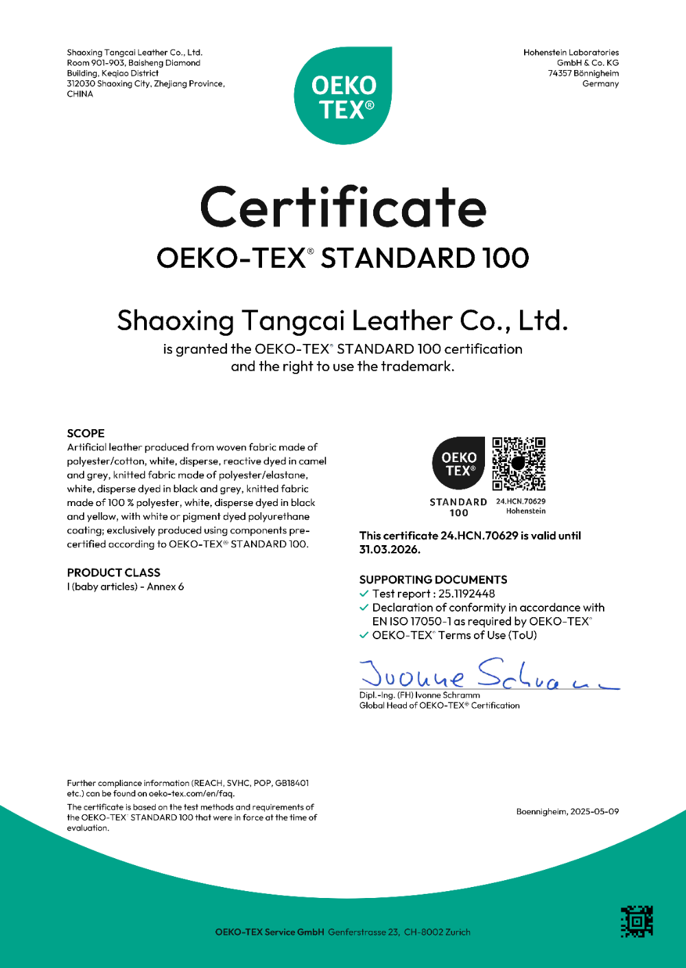 Certifikát OEKO-TEX 100