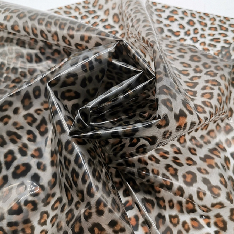 PFAS FREE Customizable Rain Poncho Garment Fabric Leopard Pattern Transparent Holographic TPU Film Waterproof PU Material