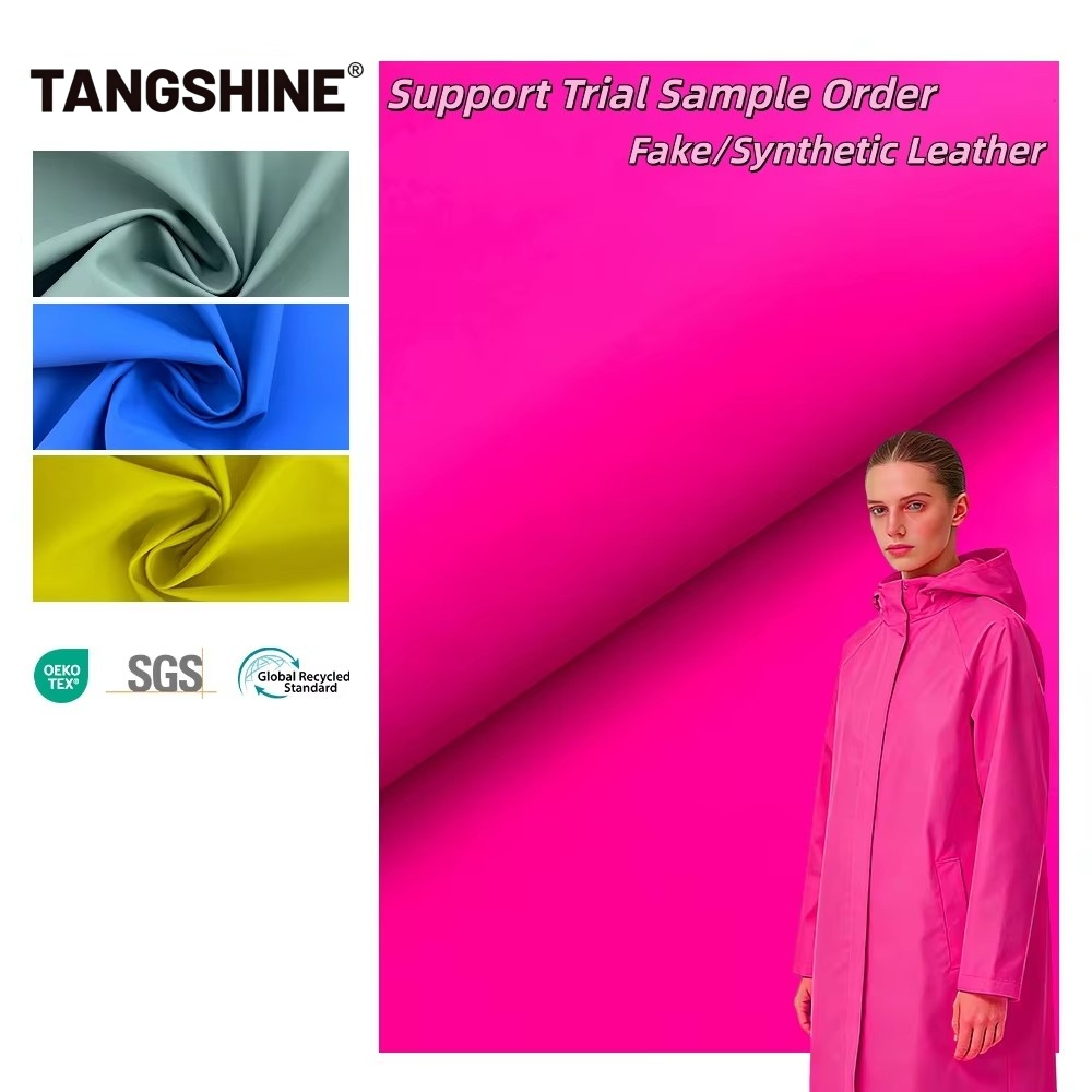 PFAS FREE New High-end Raincoat Leather Matte PU Leather Waterproof Raincoat Clothing Gloves Dress Customization