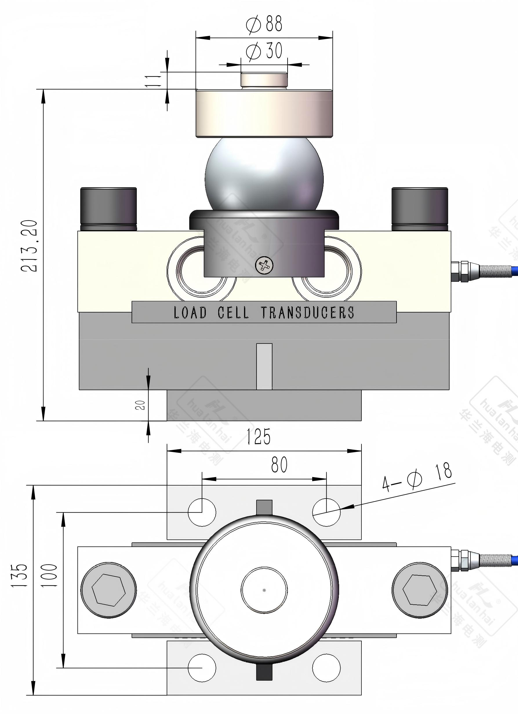 CZL110 compression load cell sensor technical specifications CZL110 column-type load cell structural design technical diagram