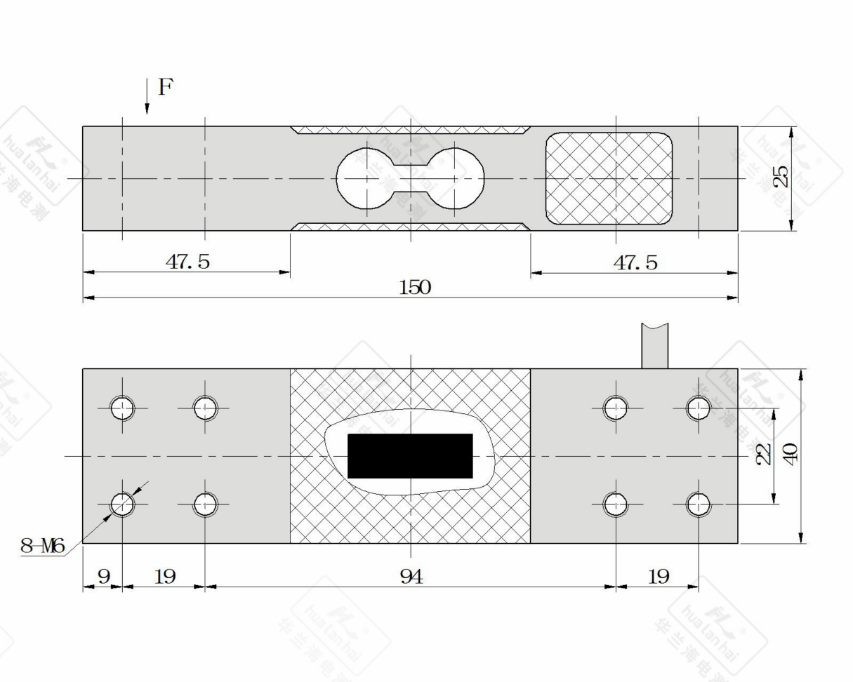 CZL619EA parallel beam load cell technical diagram