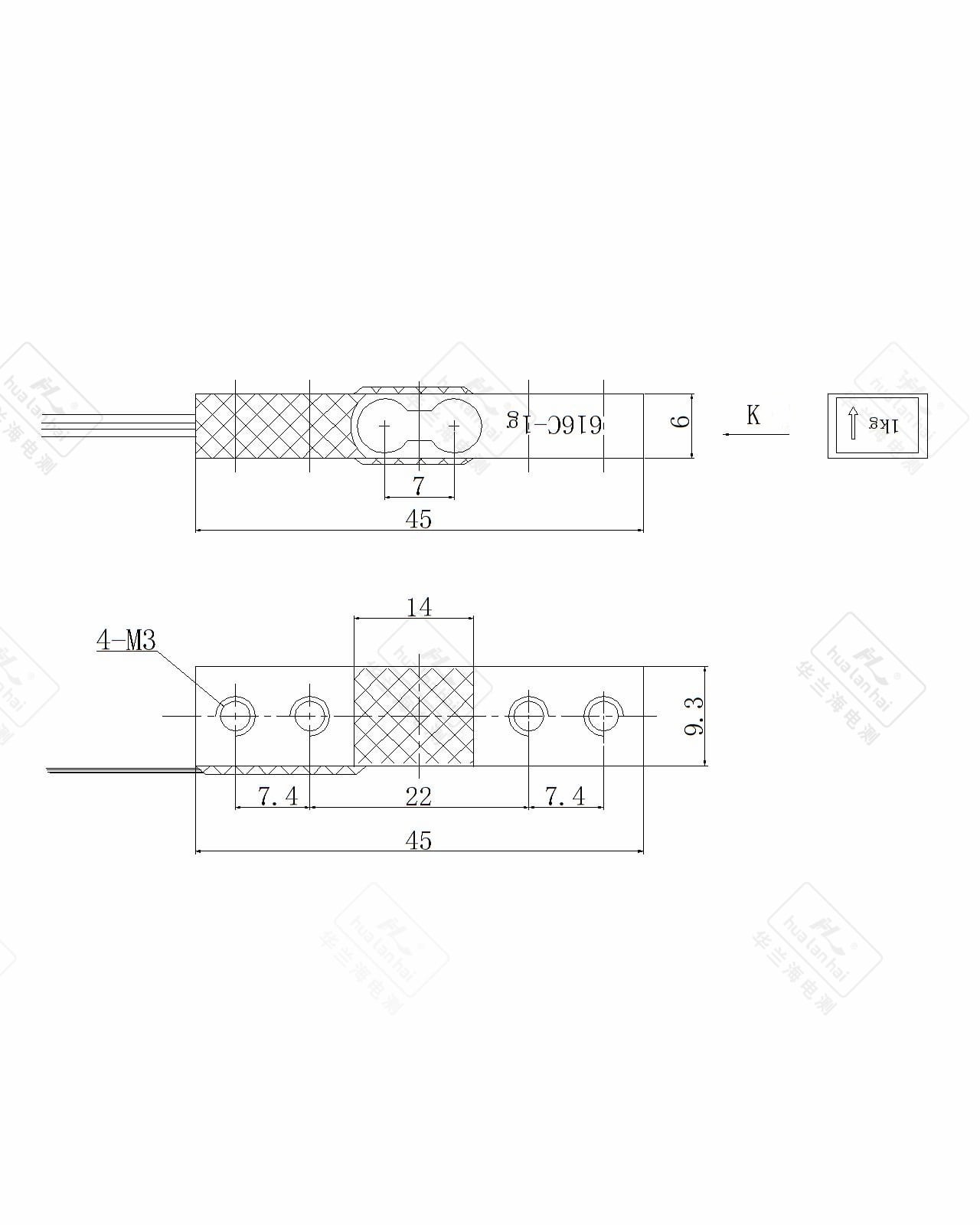 Aluminum Micro Sensor CZL616C technical diagram showing dimensions