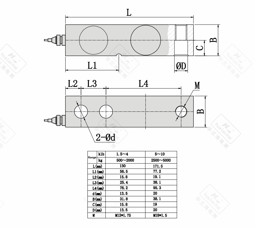 CZL803KB Load Cell Structure CZL803KB cantilever beam weighing sensor structural design diagram