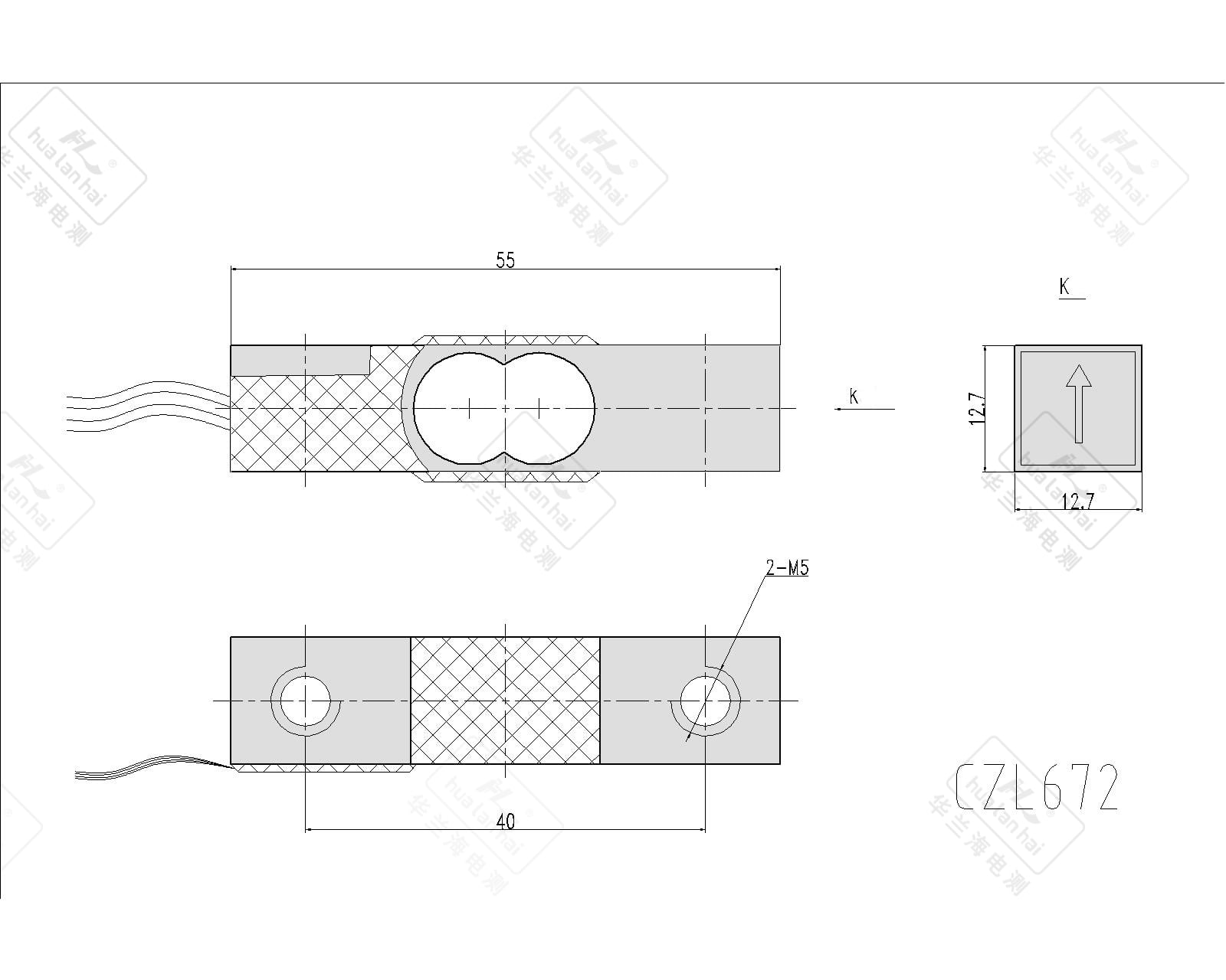 Aluminum Micro Sensor CZL672 load cell structural diagram