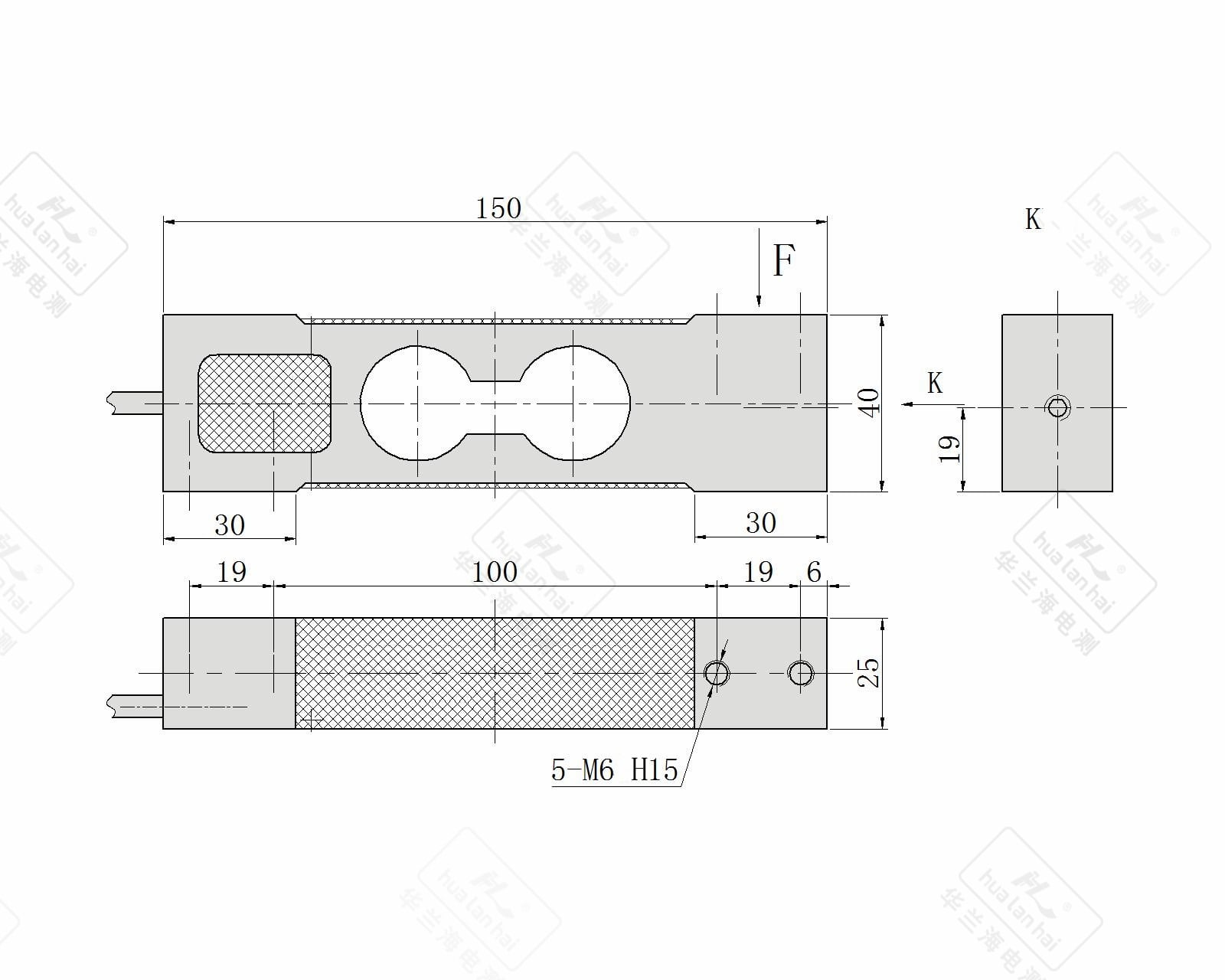 CZL650 parallel beam load cell sensor structural design and dimensions