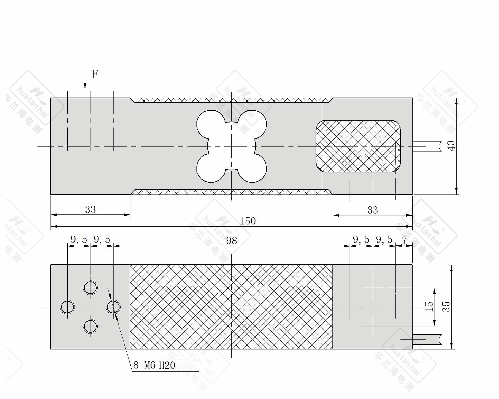 CZL638 parallel beam weighing sensor technical structure diagram