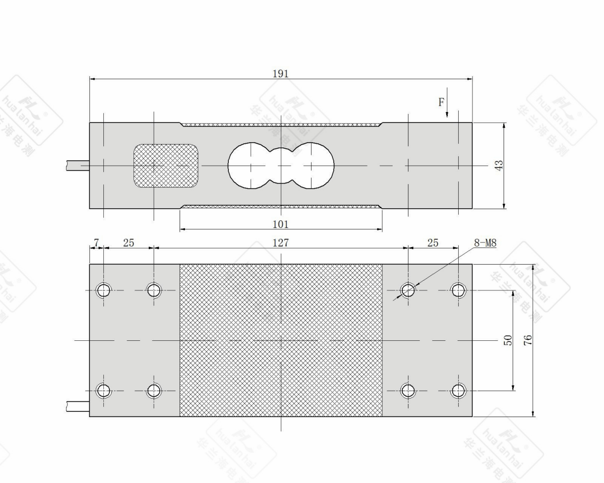 CZL630 Parallel Beam Load Cell Sensor Technical Structure Diagram