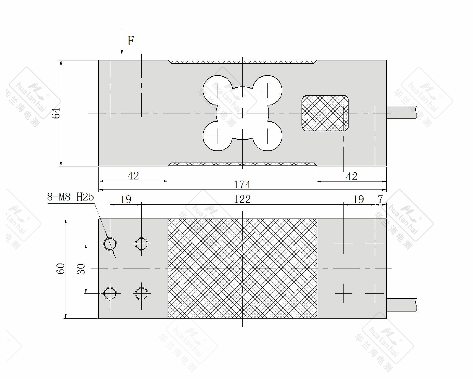 CZL629 Parallel Beam Weighing Sensor Structure CZL629 parallel beam load cell structure diagram